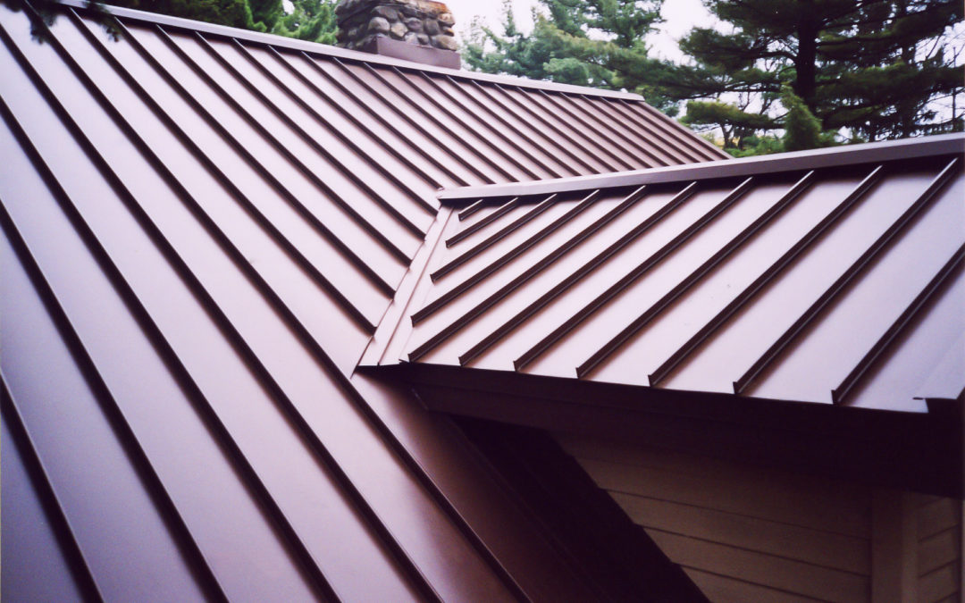 Close up Red Standing Seam Metal Roof Profile to illustrate standing seam metal roof material