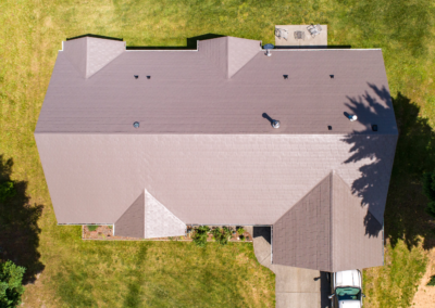 Aerial view of a metal roof