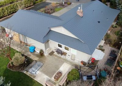 Aerial view of a charcoal gray slate shingles in Tigard, OR