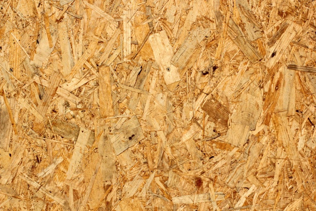 Close up of oriented strand board