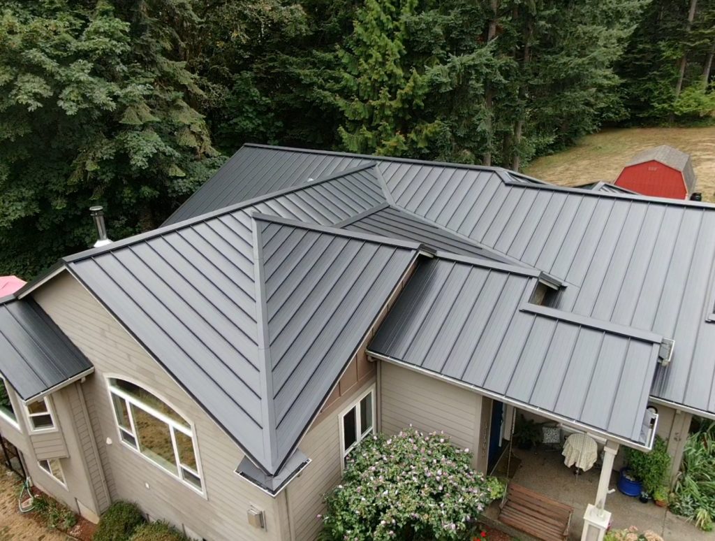 Black Standing Seam metal roof to illustrate standing seam metal roof material
