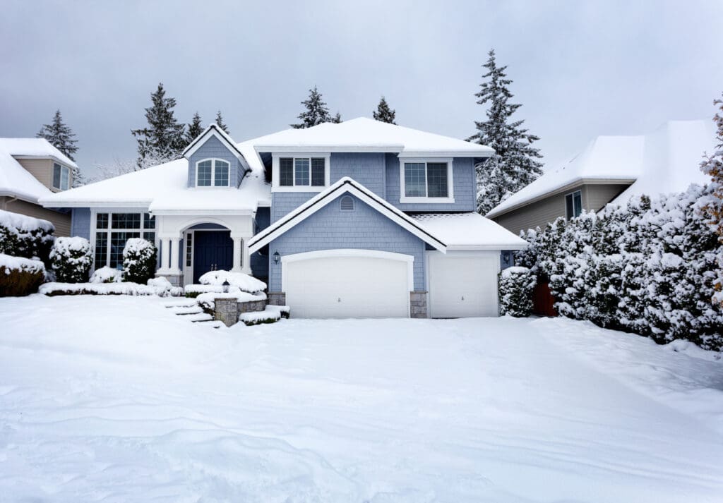 A home in Seattle WA covered with snow