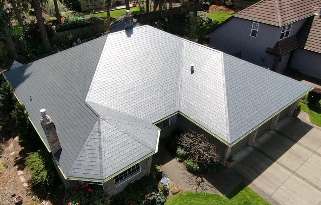 Charcoal Grey Slate Aluminum Shingle - Vancouver, WA - to help illustrate the best aluminum roof coating.