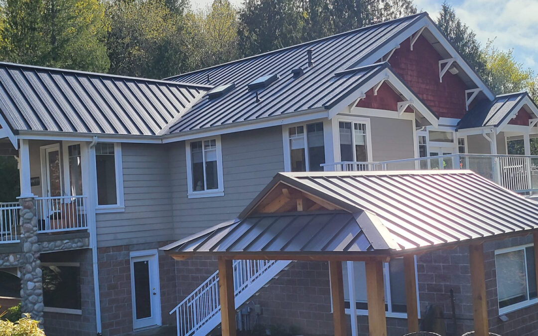 Black Standing Seam Metal roofing in Olympia, WA to illustrate metal roof and siding color combinations.