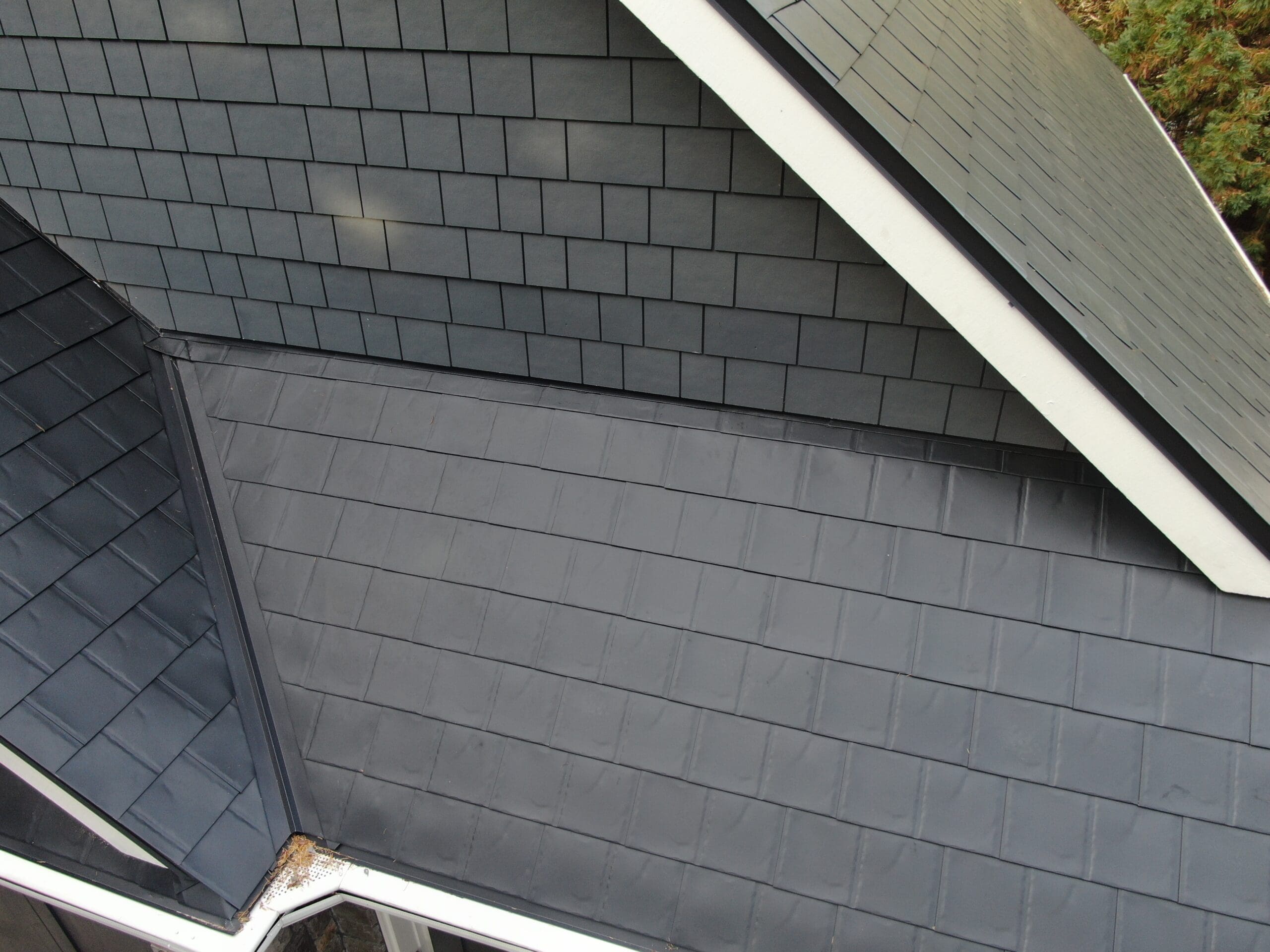 Close up of a standing seam metal roof